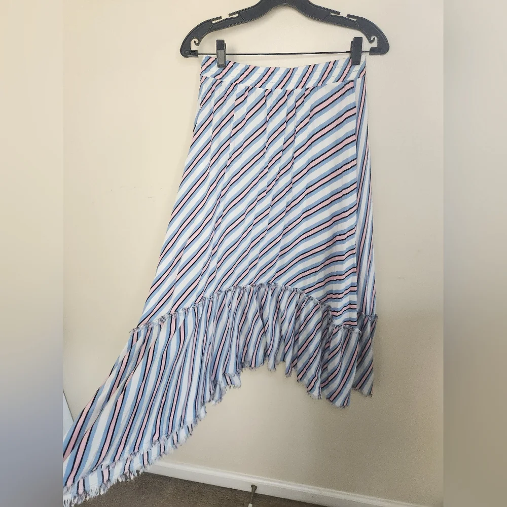 Women's Midi Flare Striped Skirt Sz Medium